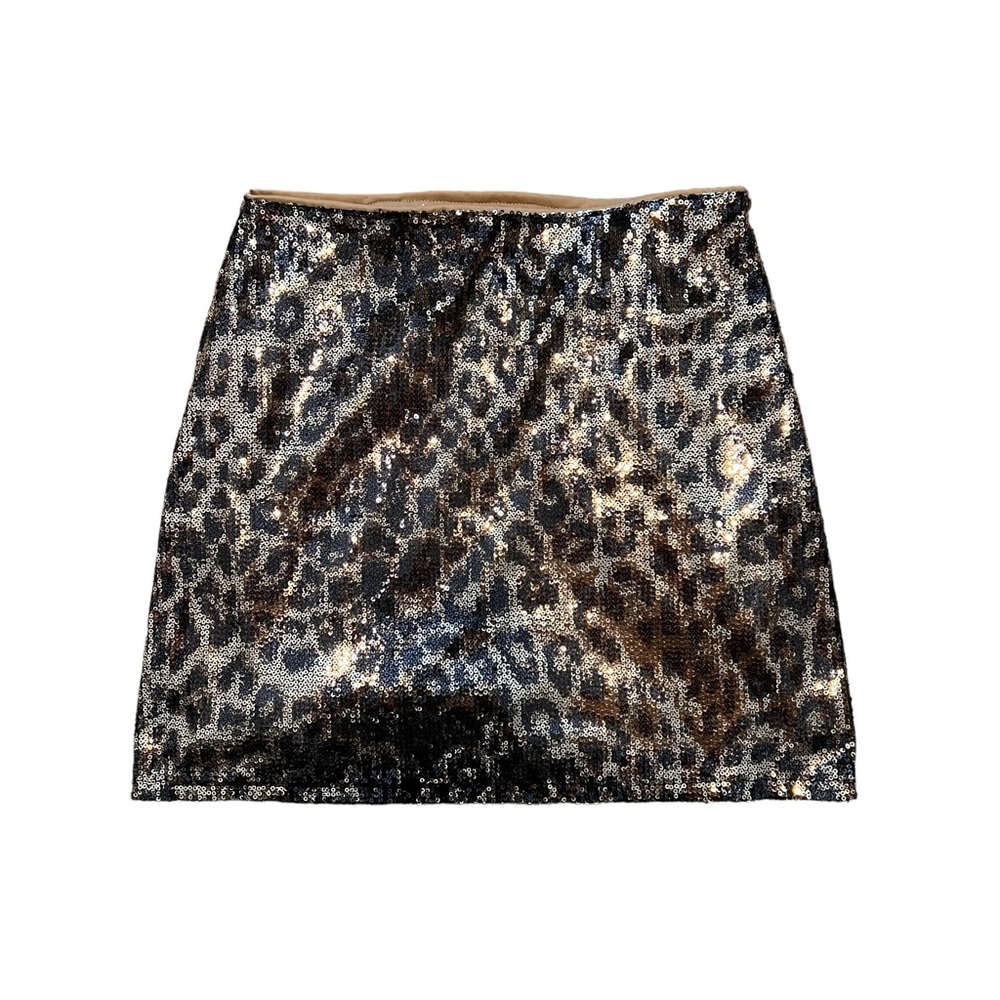 Altar’d State Sequin Mini Skirt Women’s Size S Brown Animal Print Cheetah